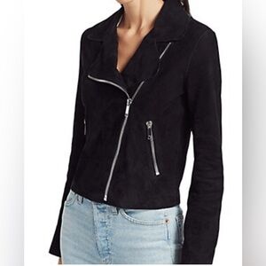 LTH JKT Flo Black Suede Biker Jacket Moto Small